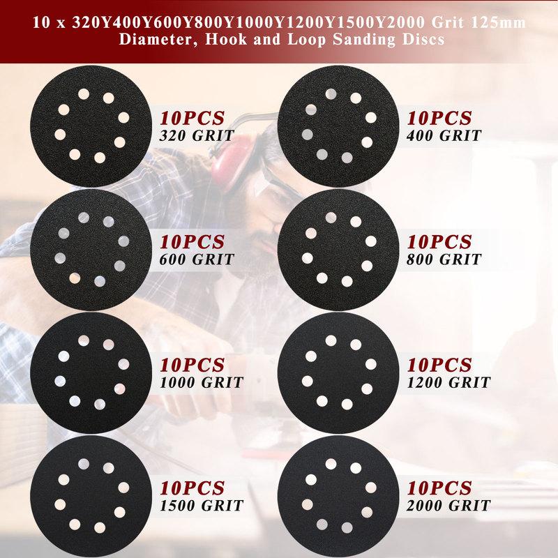 8 Hole 125mm Dry Wet Sanding Disc Universal SandPaper Car Metal Woodworking Polished Tools Accessories Polishing Abrasive Discs