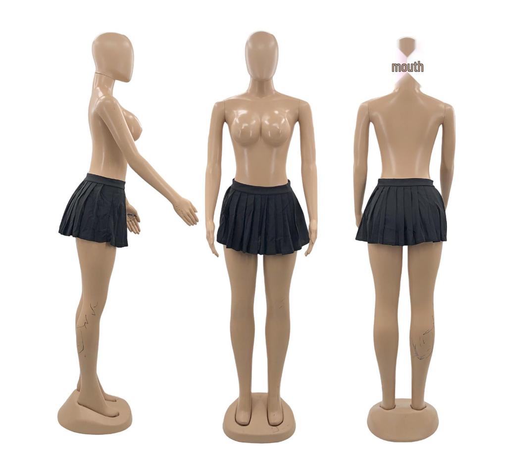 2022 New Women's Green Pleated A-line Mini Skirt - European & American Fashion