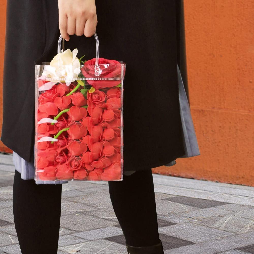 12 Stück Klarsicht-Geschenktüten aus Kunststoff mit Henkel Wiederverwendbare Party-Gastgeschenktüten Geschenkverpackungstüte Einkaufstüte für Boutique Hochzeit Geburtstag Party-Gastgeschenk Partytüte