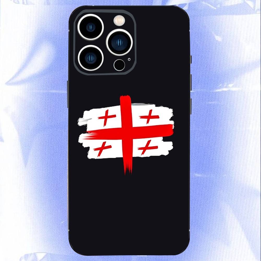

Georgia Flag Phone Case For iPhone 17,16,15,14,13,12,11,Pro,XS,Max,XR,Plus,E,SE4,Mini Black Soft Cover iPhone17Pro