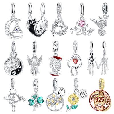 Se adapta a Pulseras Originales Zirconio Calavera Ángel Nudo Celta Nudo de la Trinidad Charms de Cobre Cuentas Joyería DIY de Cumpleaños Regalo