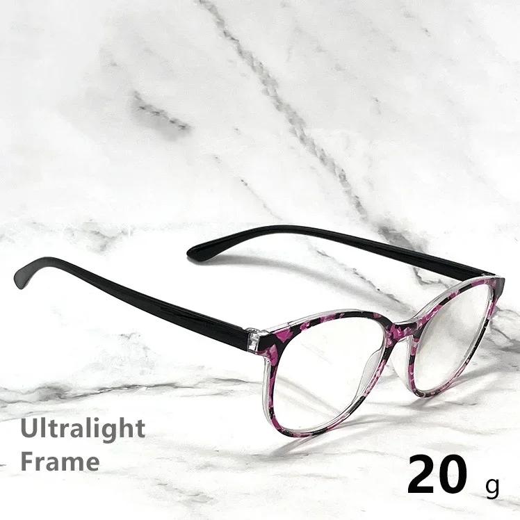 Retro Round Plastic Reading Glasses Fashion Printed Anti Blue Light Presbyopia Glasses High-Definition Hyperopia Eyeglasses