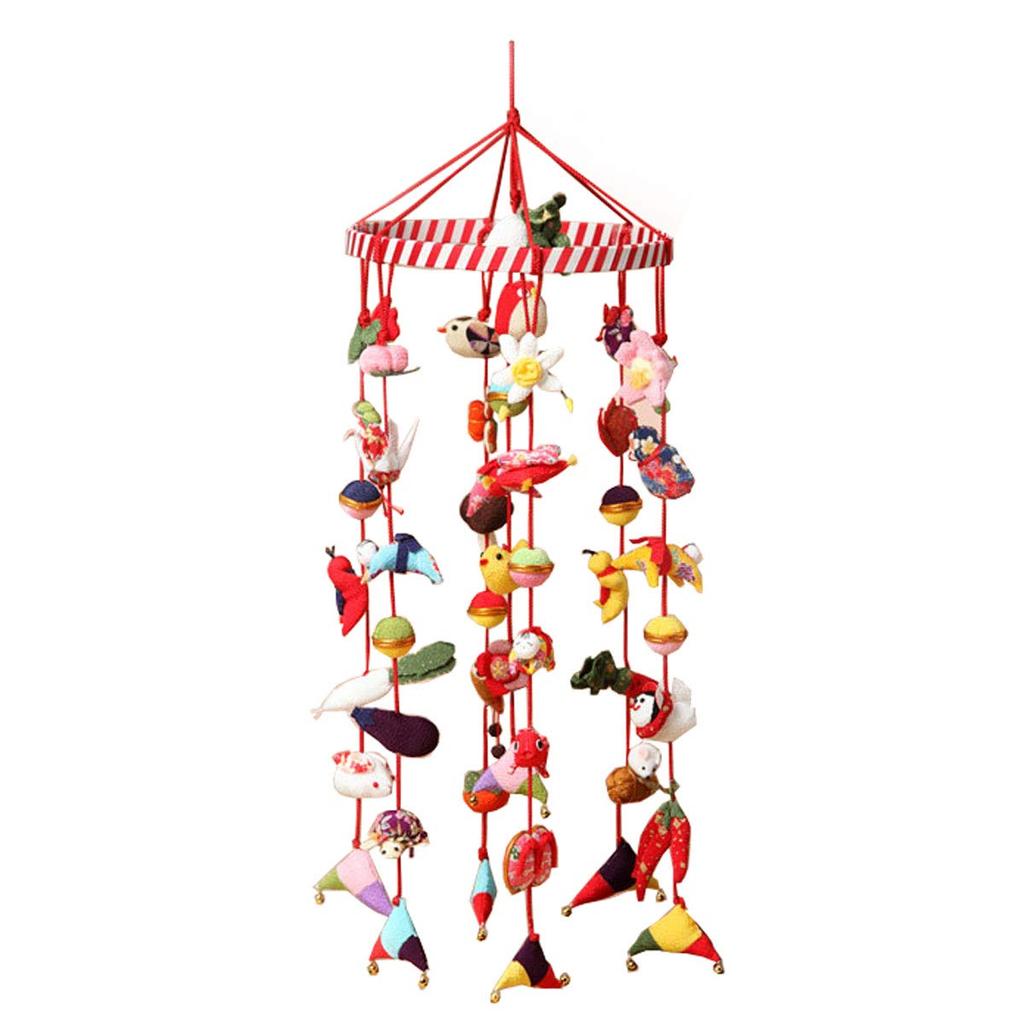 Takagi Fiber Panami Hanging Ornament, Kyoto Chirimen, Seven-Piece Hanging Ornament with Red and White Rings, DIY Kit LH-410