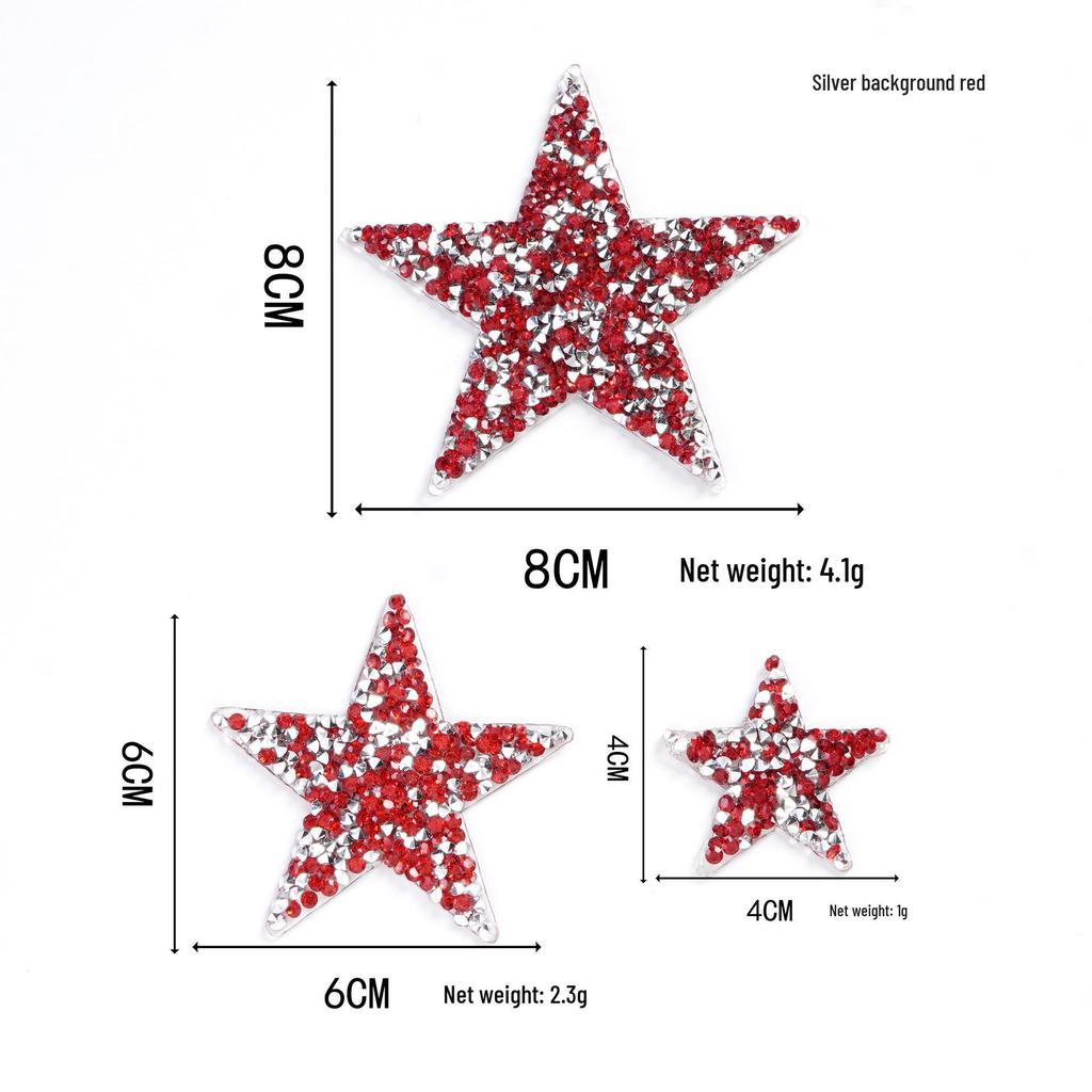 Colorful Star Rhinestone Stickers - 4cm DIY Mixed Hotfix for Shoes, Bags, Clothing