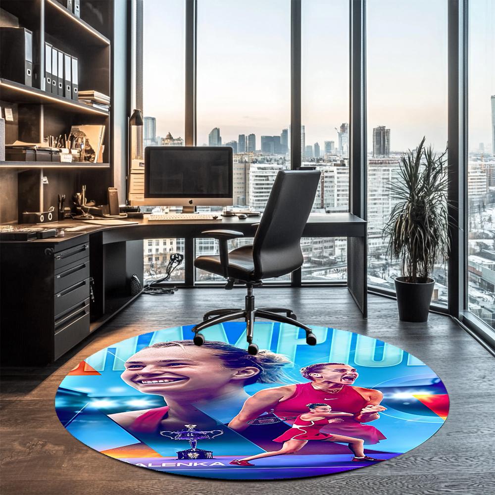 Sabalenka Printed Round Rug Carpet Chair Rug Area Rug Entryway Doormats,for Office Chair Living Room Bedroom Kitchen Room.