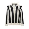Mens Oversized Knit Sweater With Collar Stripe Cotton Blend Loose Fit Casual Top Winter