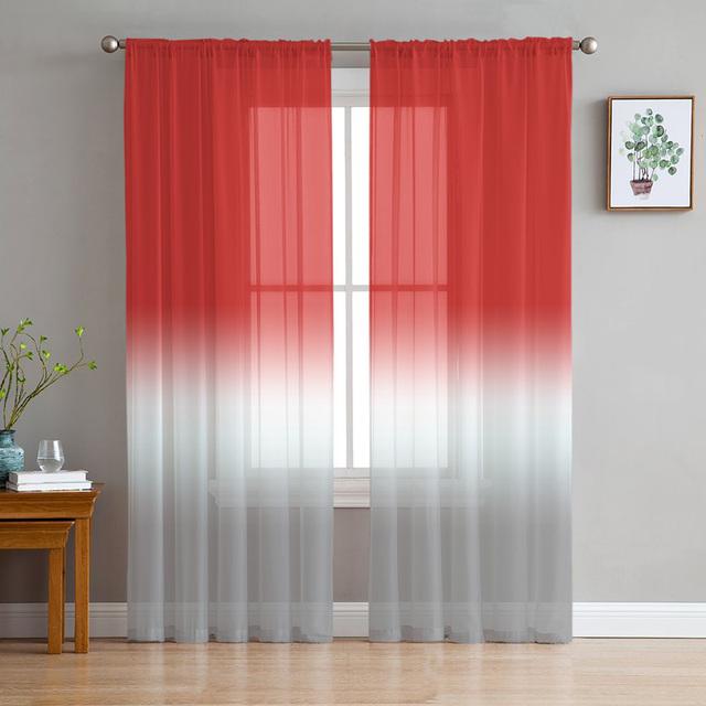 Cyan Turquoise Purple Gradient Sheer Curtains For Living Room Bedroom Tulle Window Drapes For Kitchen Decoration