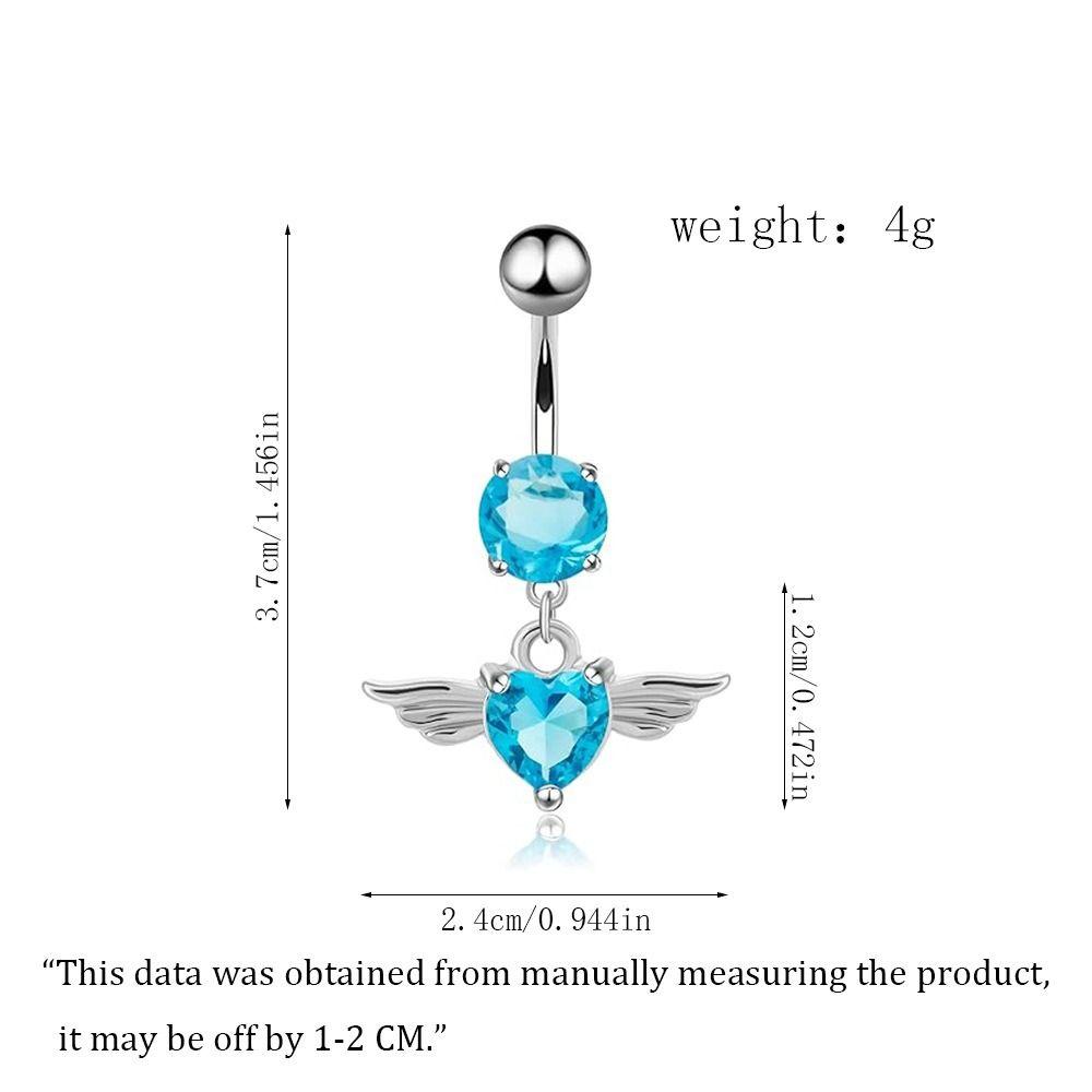 Stainless Steel Angel Belly Button Ring Rhinestone Body Piercing Jewelry Zircon Navel Ring  Women