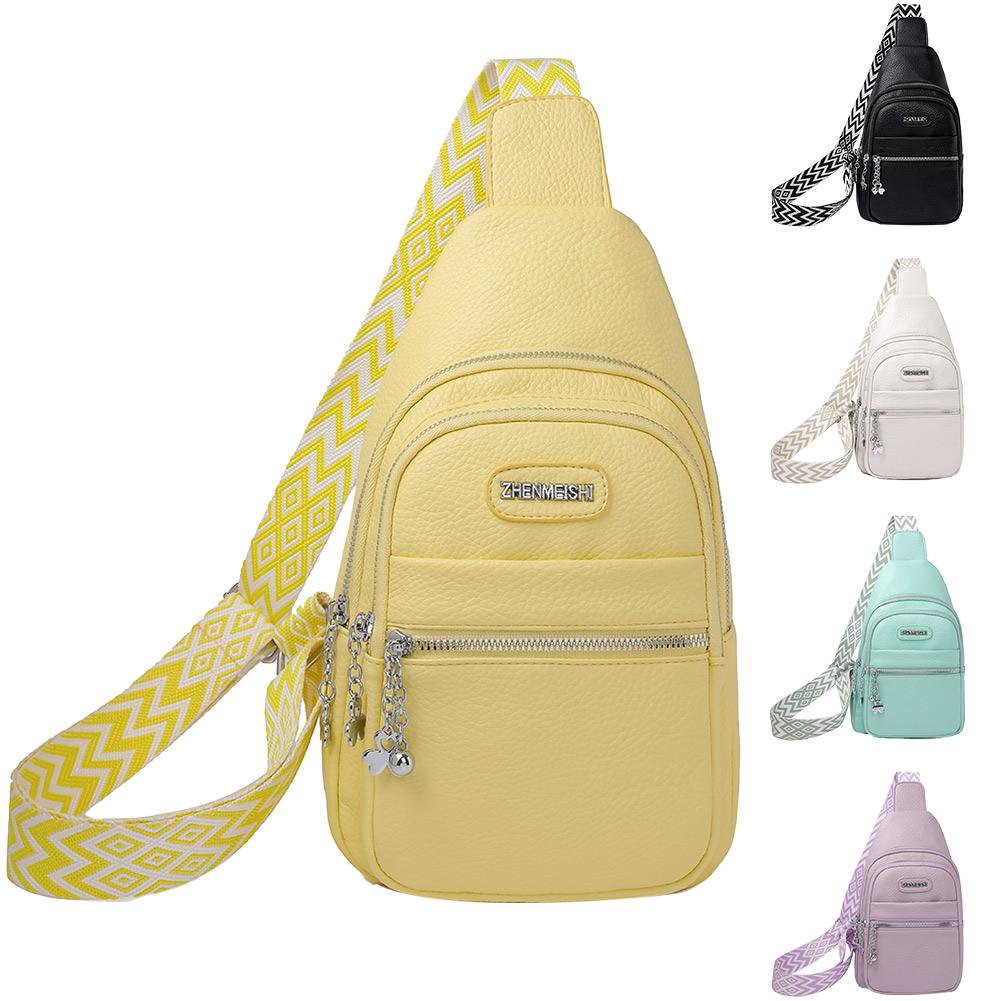 Women Chest Bag PU Leather Fashion Shoulder Bag Simple Casual Chest Waist Pocket