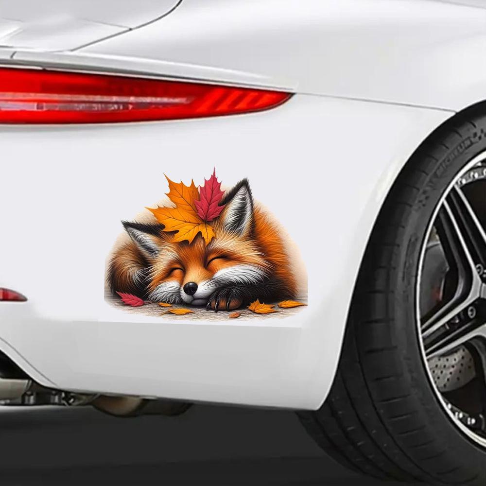 QT2365#15cm Fox Dream Fantasy Animal Theme Car Sticker, Suitable for Laptop, Car, Truck, Van, SUV, Motorcycle, Bumper, Window