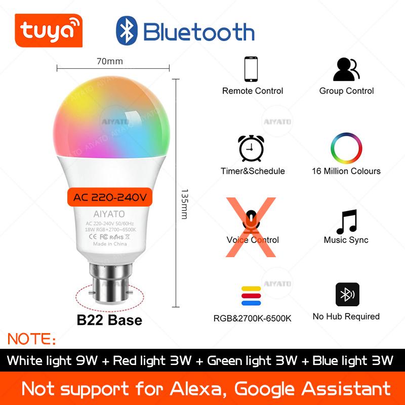Цоколь B22 Великобритания TUYA Wi-Fi Смарт-лампа Bluetooth лампы Светодиодная — фото 9