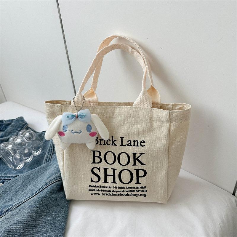 Basit Mini Tote Kova Çanta Büyük Kapasiteli Dış Saplı Kanvas Çanta