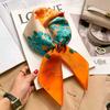 Elegant Silk-Like Square Scarf Women Korean Style Print Neck Lightweight 70x70cm Nylon Fashion Accessory