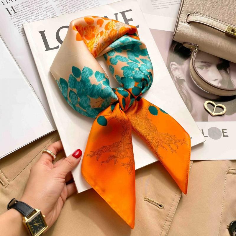 Elegant Silk-Like Square Scarf Women Korean Style Print Neck Lightweight 70x70cm Nylon Fashion Accessory
