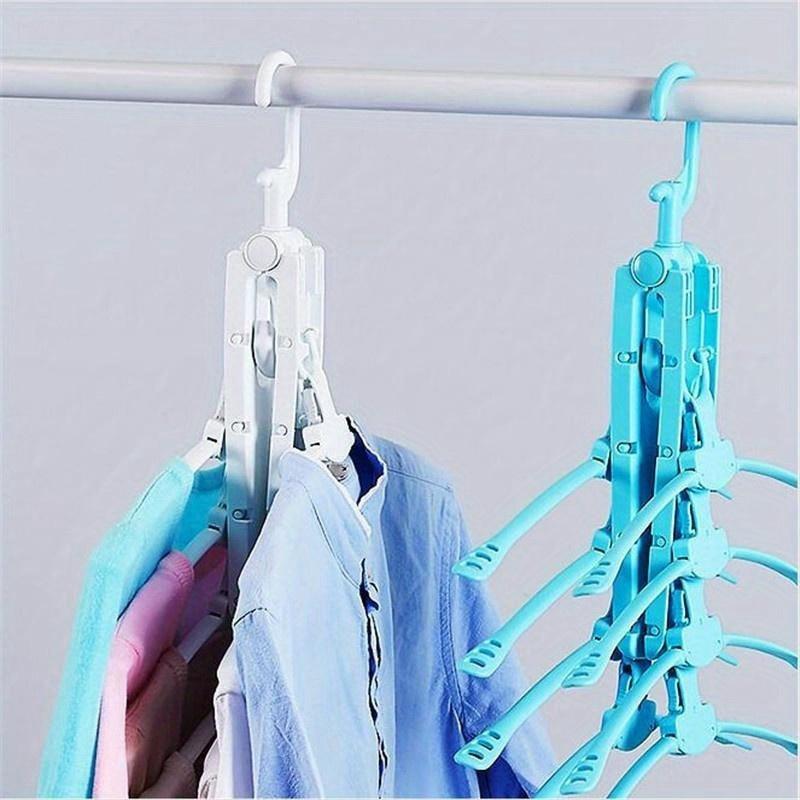 New Multifunctional Retractable Hanger Rack Folding Plastic Clothes Hanger Closet Clothing Storage Rack Drying Rack Color Random