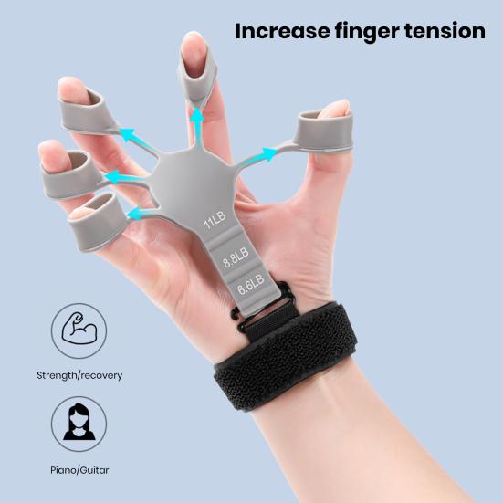

1/2шт. Тренажер для силовых упражнений Grip Strength Trainer 5 6 с эластичным напальчником и уровнями терапии для рук