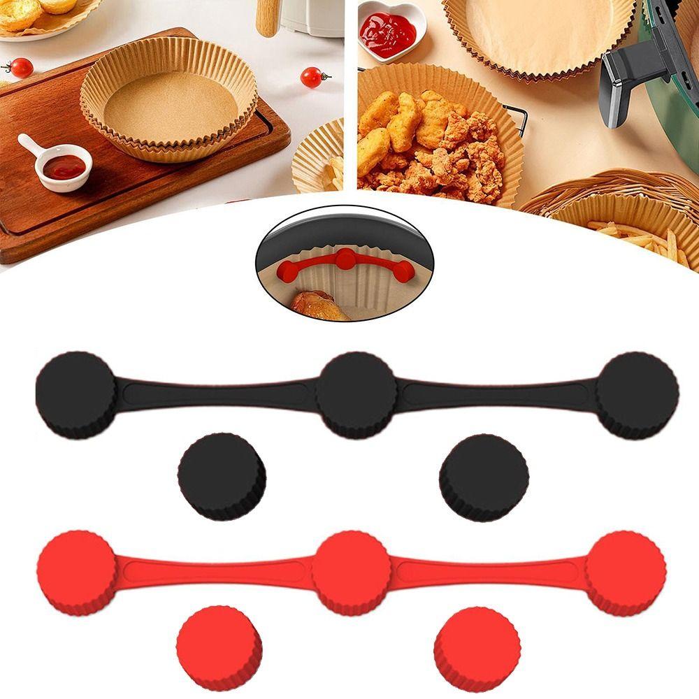 1pc Reusable Air Fryer Magnet Silicone Buckle Non-Scratch Paper Holder  Lock Disposable Liners