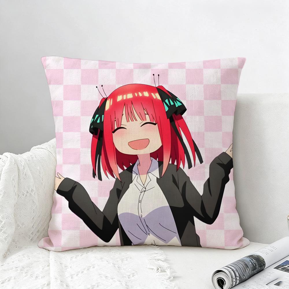Anime Character Nino Nakano Cushion Cover Natural Linen Pillowcase Set AllinOne Decor for Sofa Bedroom  Chair