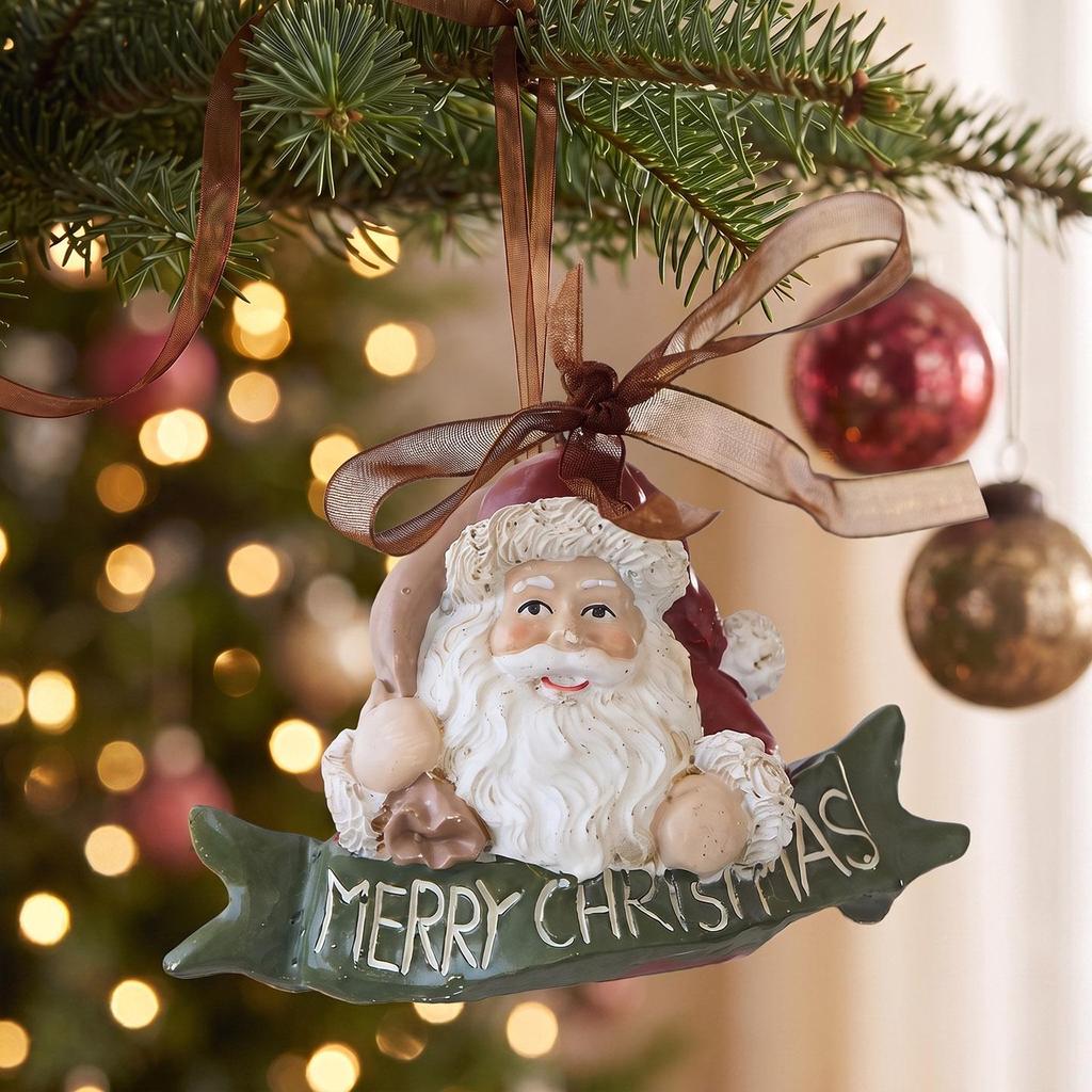 Luxury 3D Retro Resin Christmas Tree Ornaments: Old Man Bell Pendant with Gift Bag