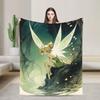 Tinker Bell Cartoon Knitted Blankets Velvet Animated Fantasy Film Super Soft Throw Blankets for Bedroom Sofa Bedspread