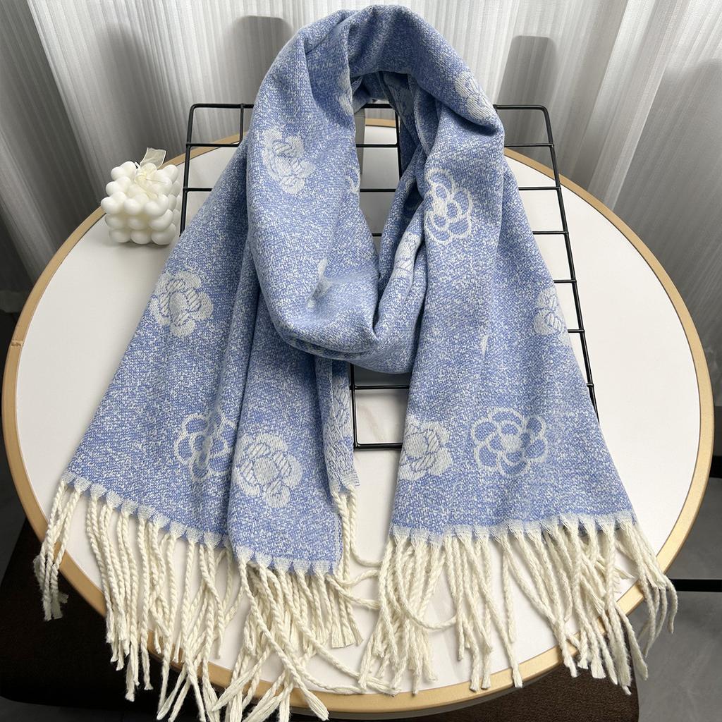 Long Tassel Imitation Cashmere Scarf and Shawl with High End Feel. New Lotus Warm Long Scarf for Autumn and Winter.