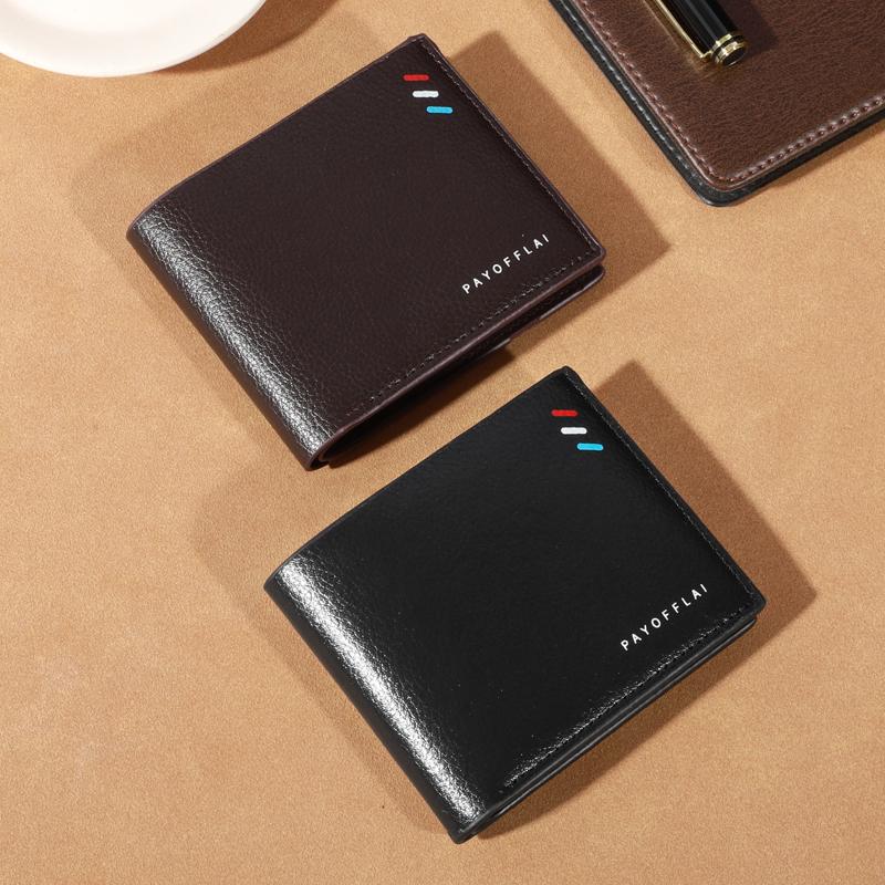 Men's Simple PU Leather Short Bifold Wallet, Minimalist Wallet With Card Slots, Gift For Men