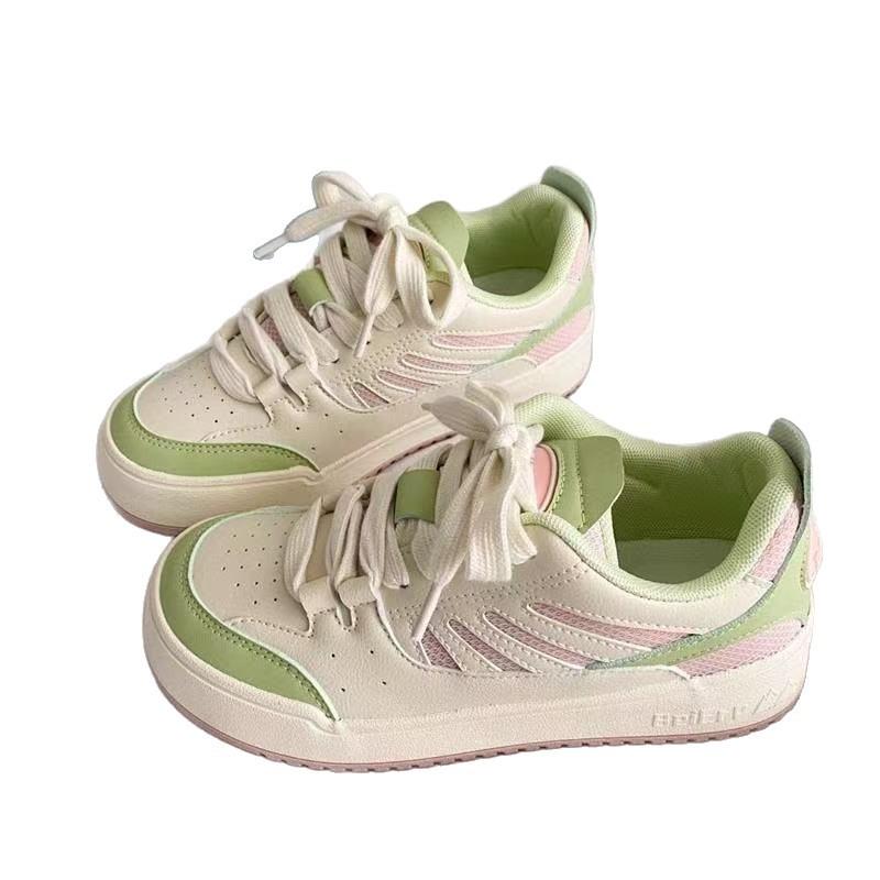 Spring fresh pink and green niche design sense versatile casual shoes women's new sports shoes platform shoes