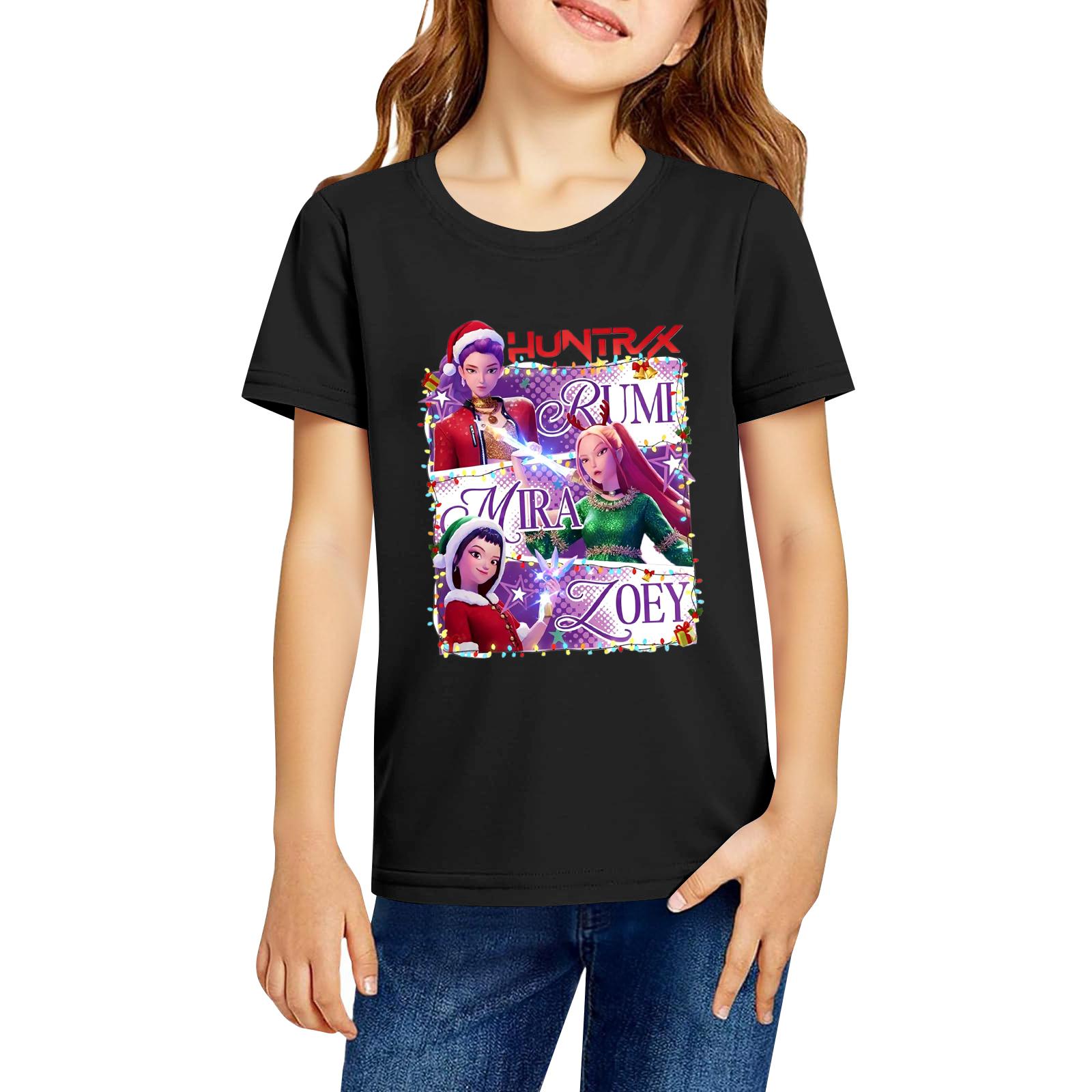 

Модная рабочая одежда с короткими рукавами и круглым вырезом, топы с принтом для детских летних топов 150 чёрный