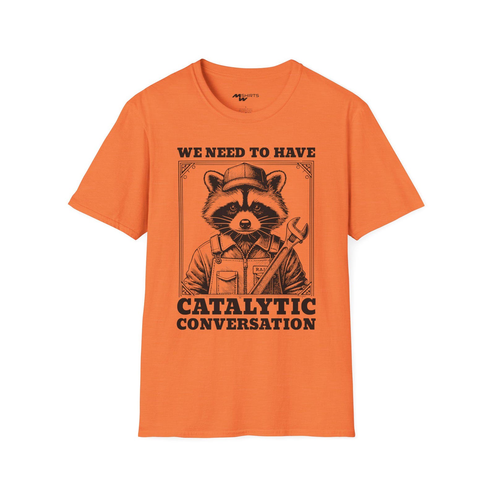 Mechanic Raccoon T-Shirt: Vintage Engraving Print, Funny Animal Tee S