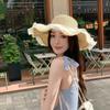 Sweet Bow Straw Hat Women's Summer Eaves Outdoor UV Protection Sunshade Sunscreen Hat Seaside Flower Beach Hat