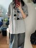 Summer New Niche Cartoon Fun Kitten Printing Design Sense Short Sleeve T-Shirt Women's Casual Loose Versatile Top