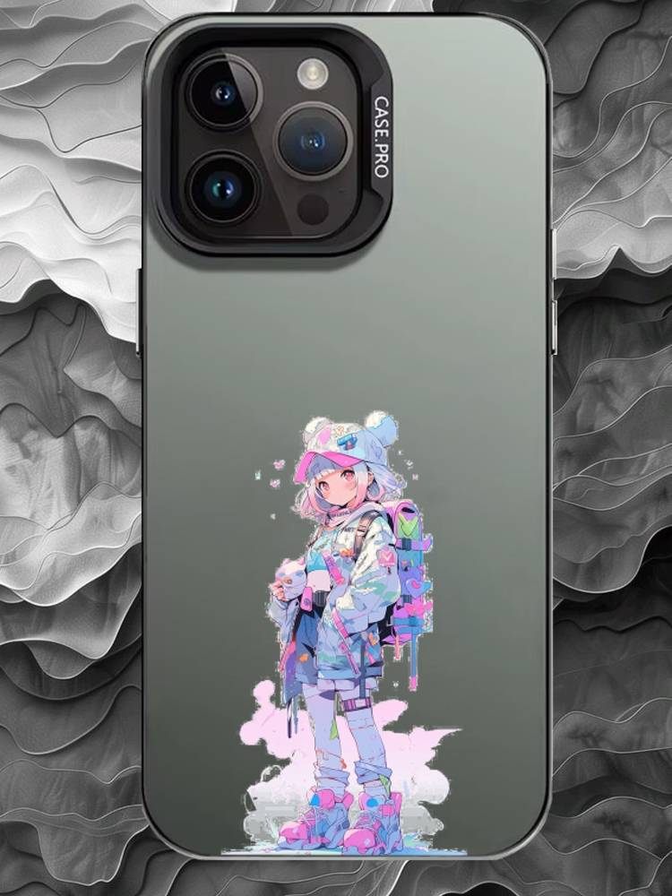 

Q-Q version of little girl Phone Case For iPhone 17 16 15 14 13 12 11 Pro Max Plus Silver Matte Black Cover iPhone14