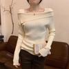 Women's French Style Knitted Long Sleeve Sweater Top
