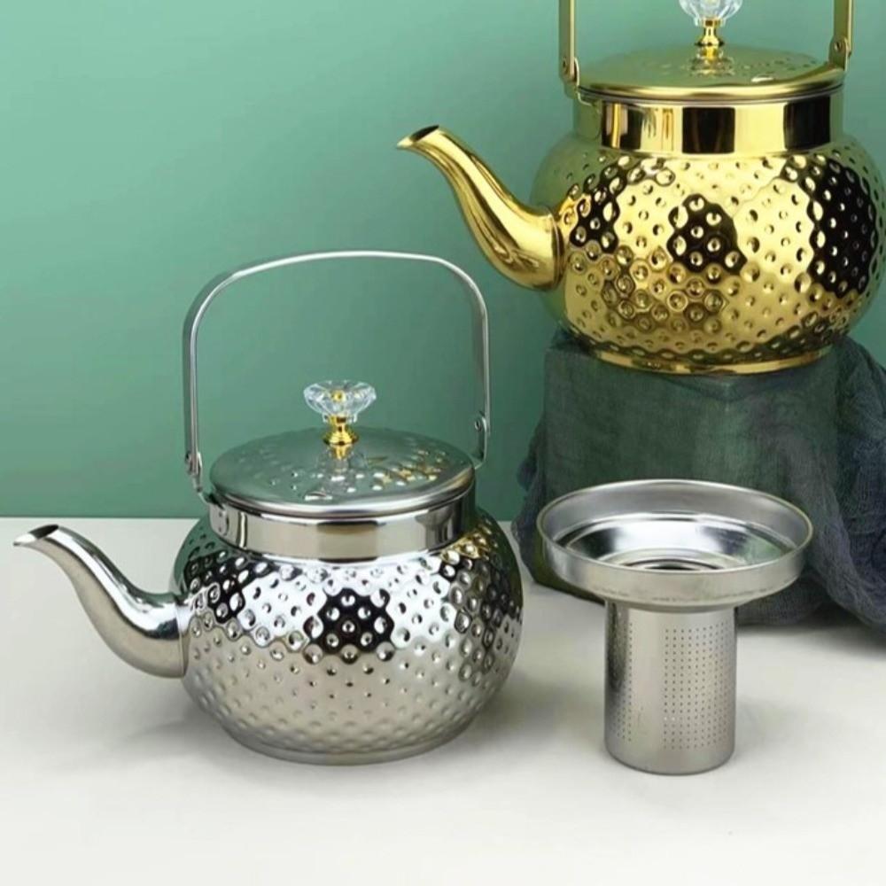 Thickened Hammered Tea Kettle with Strainer Coffee Pot Portable Loose Leaf Teapot  Office