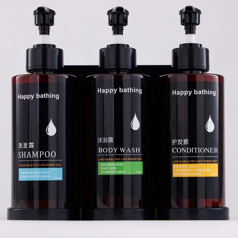 Hotel Shampoo Shower Gel Separate Bottles Wall Mounted No Punching Double Soap Dispenser Plastic Manual Soap Dispensers