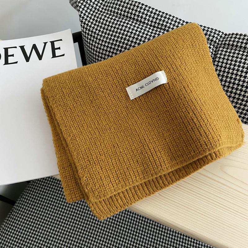 Solid Color Scarf Knitted Scarf for Women Korean Winter New Couple's Men's and Women's Style