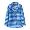 Women Long Sleeve Blazer Jacket Lapel Double Breasted Gold Button Loose Fit Office Casual Suit Outerwear Coat