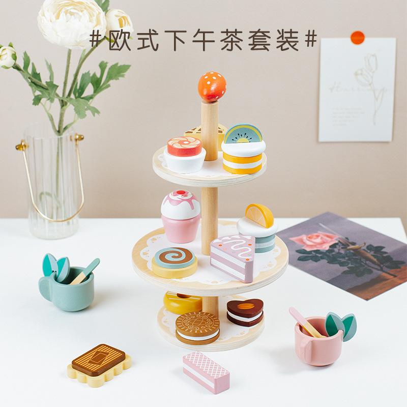 Wooden Children'S Simulation Play House Toy Tea Set Children'S Afternoon Tea Dessert Parent-Child Educational Toys