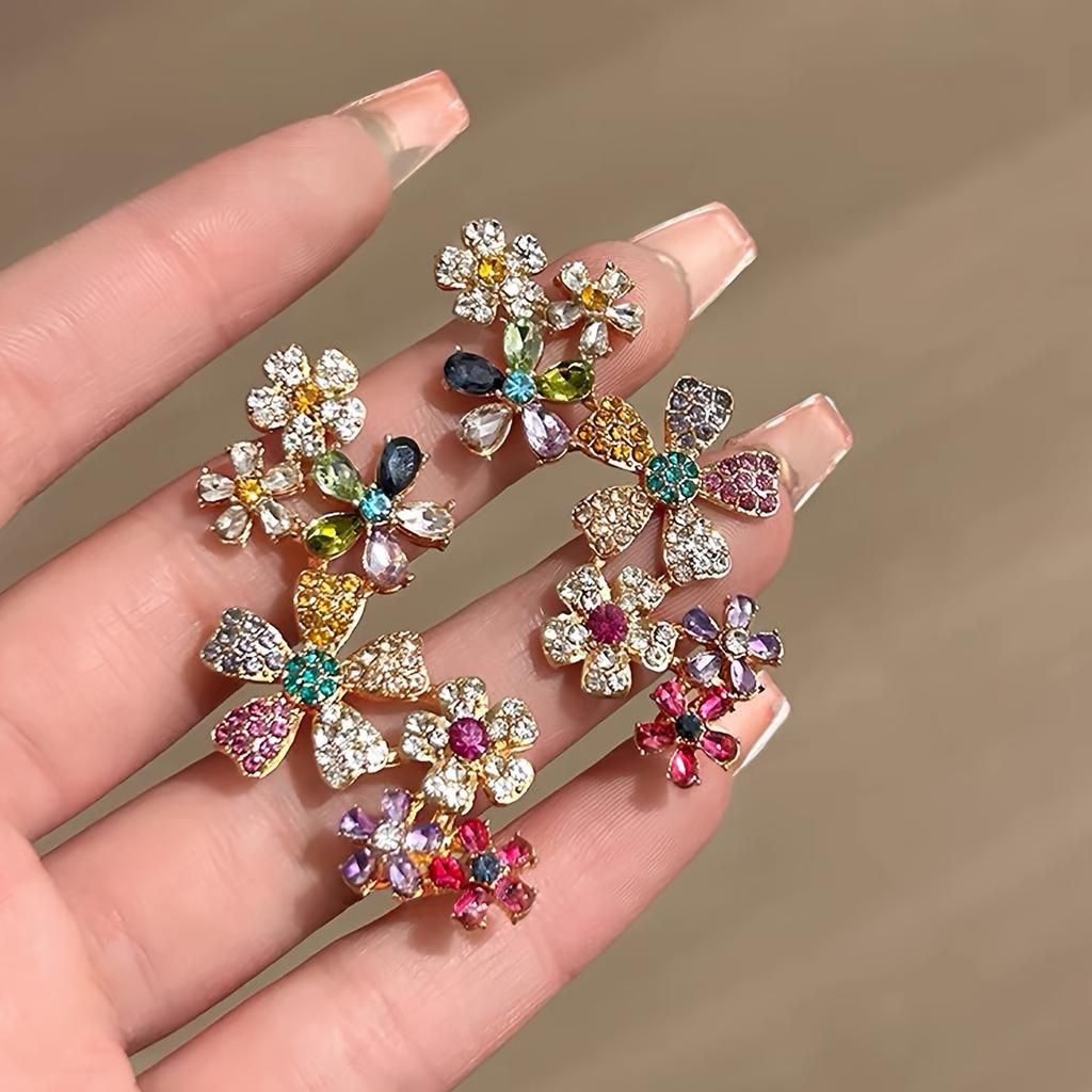1 Pair Fashionable Colorful Ear Bone Clip Party Flower Design, Unique, Beautiful Dance Wear Fashionable Ear Rings and Full Ear Earrings
