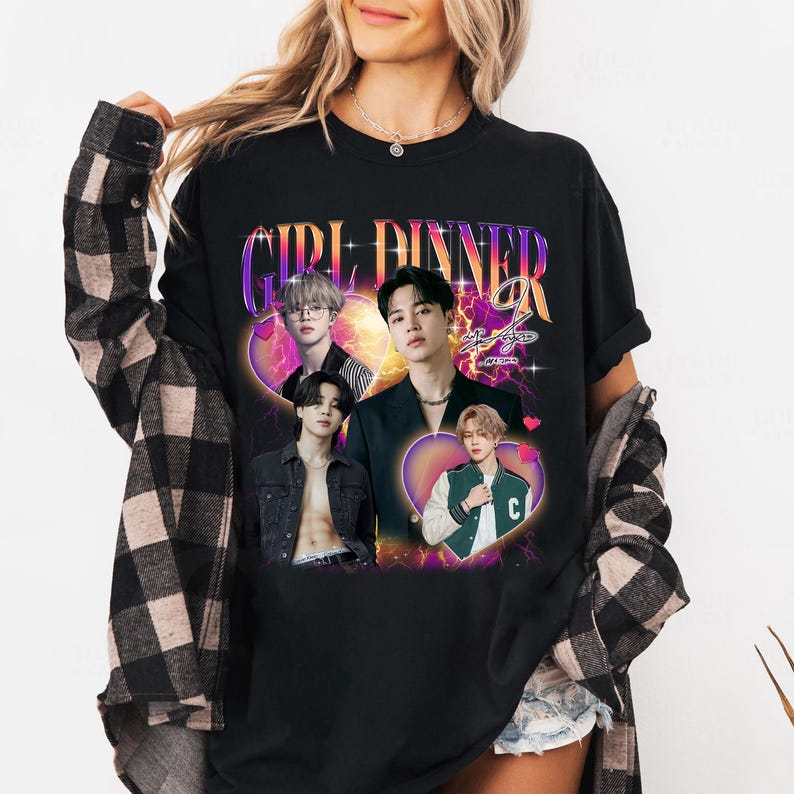 Jimin Park Vintage T-shirt, Girl Dinner Fans Homage Tee Hip Hop Streetwear Oversized Tshirt Short Sleeve Casual Clothing