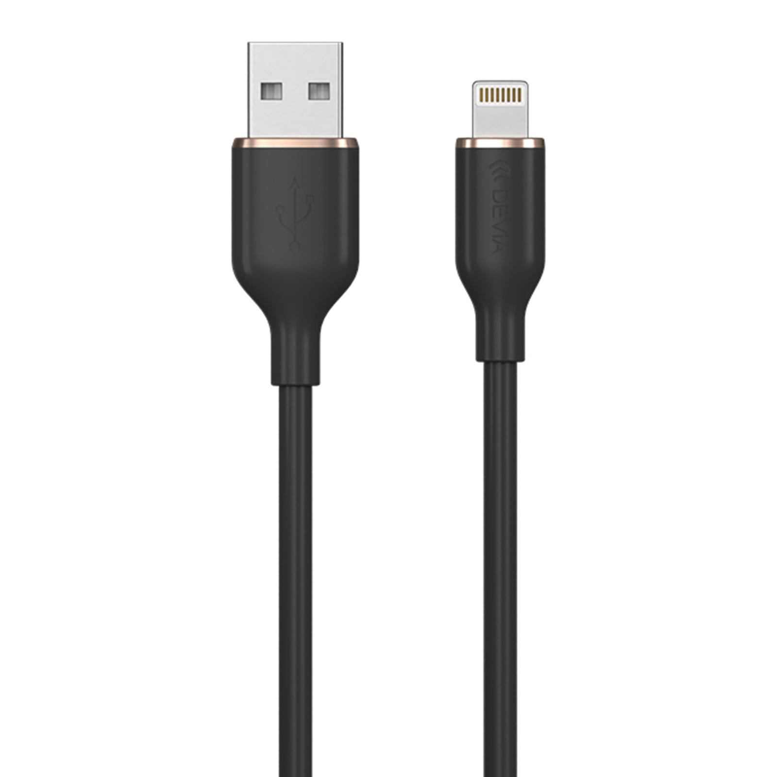 

DEVIA Jelly Series EC630 1.2m USB-A to Lightning 2.4A Charging Cable Silicone Data Cord Black