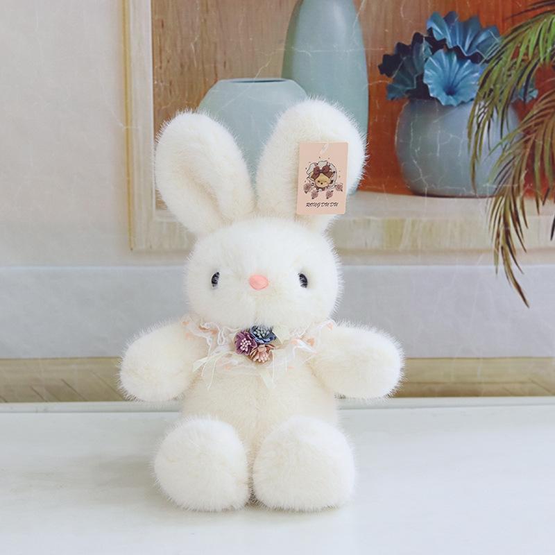 New long-eared ribbon rabbit plush toy doll 8-inch grab machine doll bunny doll birthday gift