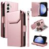For Samsung Galaxy S24 FE Case with Multi-Card Holder and Strap PU Leather Phone Cover Stand