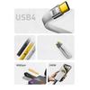 USB4 Cable PD240W Fast Charging 40Gbps Data Transfer Compatible Flexible Design 8K Video Output Aluminum Alloy Texture