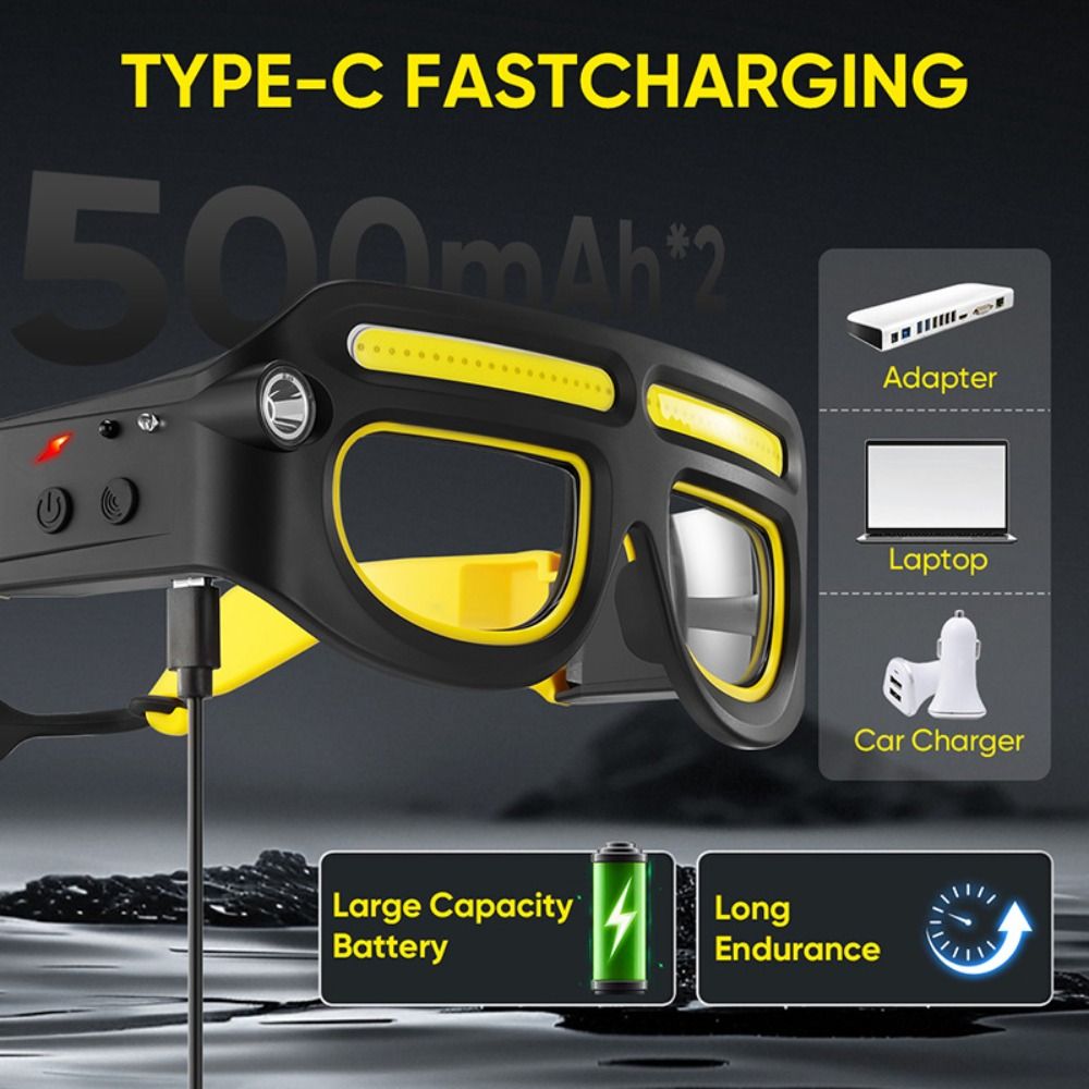 5 Modes LED Glasses Headlights Windproof Safety Outdoor Cycling Headlights Rechargeable Ultra Light Multifunctional Headlamp