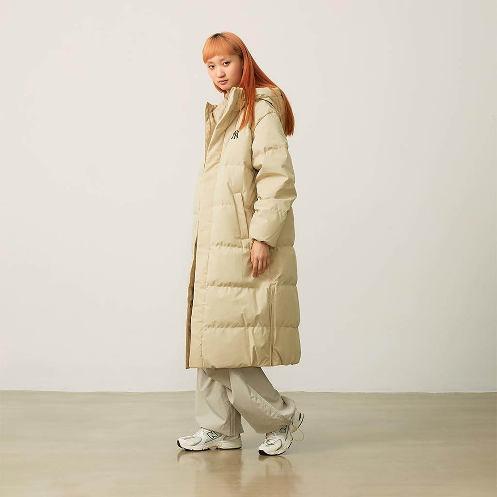 New MLB New York Yankees Basic Collection FW24 Down Jacket Unisex Linen Beige Yellow 3ADJB2146-50BGM