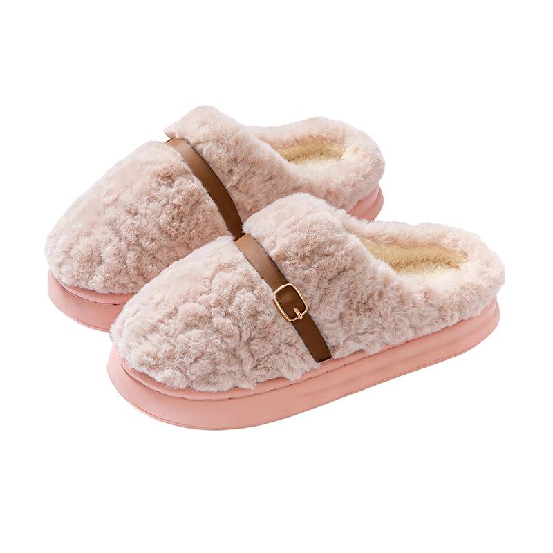 Cotton Slippers Autumn and Winter Bag Head Warm Plush Thickened Soft Sole Lightweight Soft Couple Home Shoes