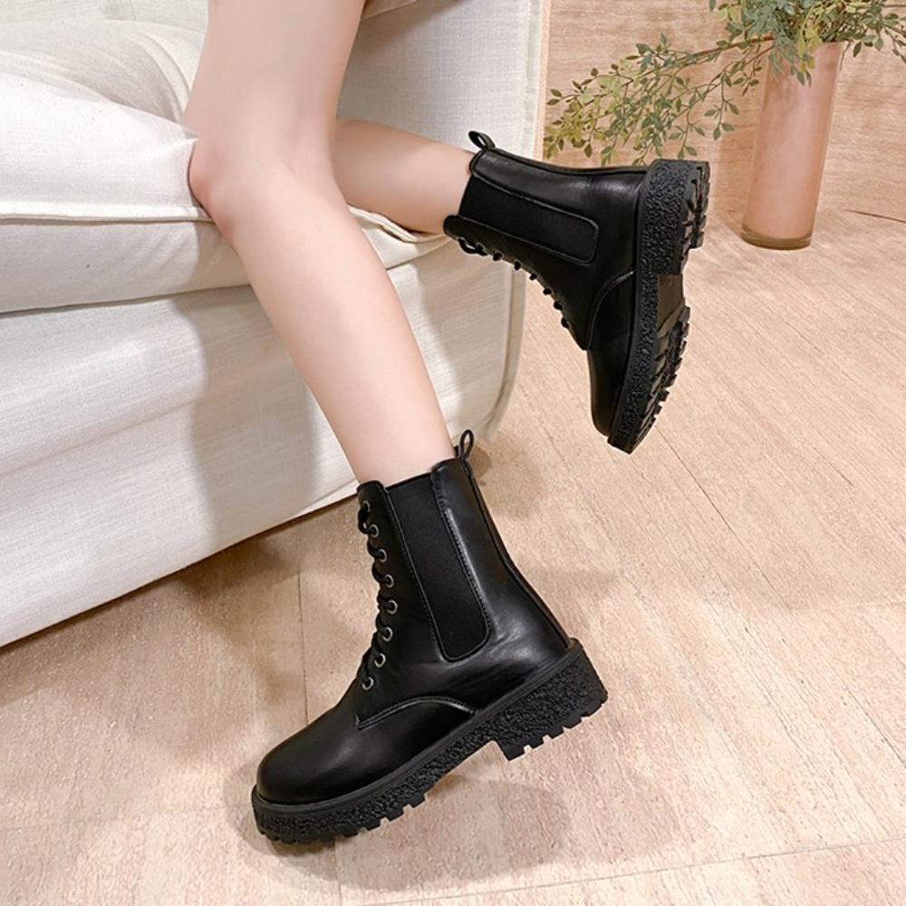 Spring New Women'S Shoes Comfortable Fashion Boots Women'S Short Boots Mid-Heel Thick Heel Round Toe Chelsea Boots