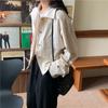 Retro Polo Collar Work Jacket for Women Petite Loose Short Jacket Cardigan Top