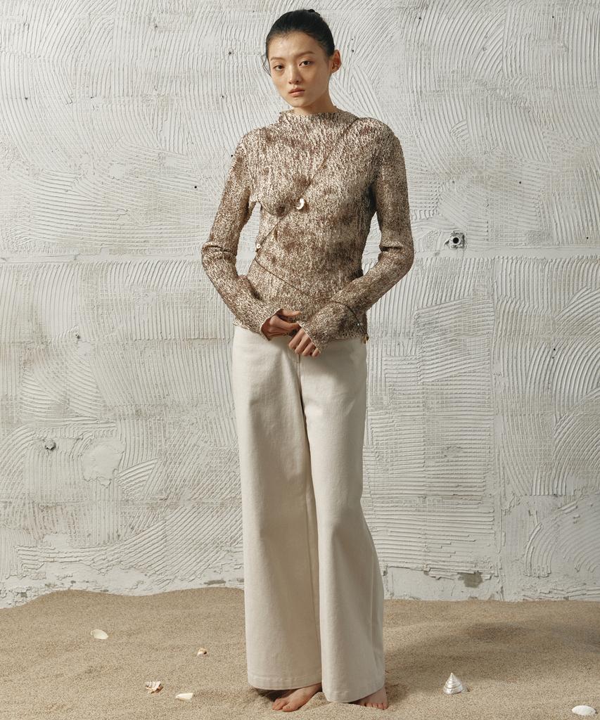 EN OR Bizo Detail Flare Pants - Cream